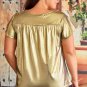 Gold Plus Size Floral Embroidered Short Sleeve Top