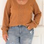 Brown Plus Size Ribbed Slim Fit Knit Top
