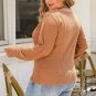 Brown Plus Size Ribbed Slim Fit Knit Top
