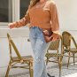 Brown Plus Size Ribbed Slim Fit Knit Top