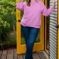 Pink Plus Size Exposed Seam Terry Long Sleeve Top