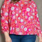 Pink Plus Size Square Neck Floral Blouse