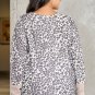 Leopard Plus Size Waffle Knit Patchwork Long Sleeve Henley Top