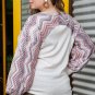 Beige Geometric Contrast Sleeved Plus Size Top