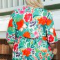 Multicolor Floral Tie Split Neck Plus Size Peplum Blouse