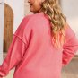 Pink Plus Size Drop Shoulder V Neck Sweater
