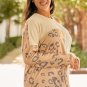 Multicolor Leopard Cable Knit Mix Patchwork Cutout Plus Top