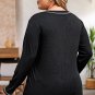 Black Plus Size Contrasting Topstitch Ribbed Henley Top