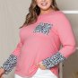 Pink Leopard Cuffs Brushed Plus Size Top
