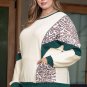 Leopard Colorblock Patchwork Dolman Sleeve Plus Size Top