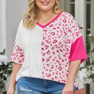 Rose Plus Size Leopard Patchwork Short Sleeve Top