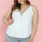 White Plus Size Guipure V Neck Eyelet Lace Tank Top