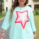 Moonlight Jade Colorblock Star Patch Plus Size Tunic