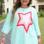 Moonlight Jade Colorblock Star Patch Plus Size Tunic