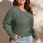 Mist Green Plus Size Snap Button Henley Top