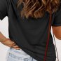 Black Round Neck Rolled Sleeve Plus Size T Shirt