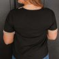 Black Lace Trim Short Sleeve V Neck Plus Size Top