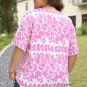 White Floral Printed Curved Hem Plus Size T Shirt