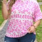 White Floral Printed Curved Hem Plus Size T Shirt
