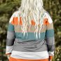 Green Stripe Plus Size Colorblock Pullover Top