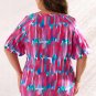 Rose Plus Brushstroke Ruffle Sleeve Button V Neck Blouse
