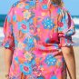 Rose Plus Floral Print Frilly Neck Puff Sleeve Blouse