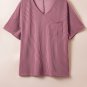 Rose Pink Textured V Neck Dropped Shoulder Plus T Shirt