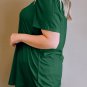 Green Plus Size Square Neck Ruched Shoulder Short Sleeve Top