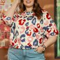 White Colorful Leopard Print Batwing Sleeve Plus Blouse