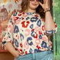 White Colorful Leopard Print Batwing Sleeve Plus Blouse