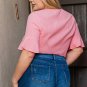 Peach Blossom Ruffled Half Sleeve V Neck Textured Plus Top