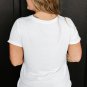 White Round Neck Rolled Sleeve Plus Size T Shirt
