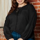 Black Plus Size Exposed Seam Crinkle Patchwork Top