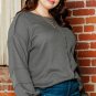 Dark Grey Plus Size Exposed Seam Crinkle Patchwork Top