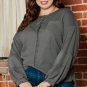 Dark Grey Plus Size Exposed Seam Crinkle Patchwork Top