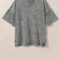 Light Grey Mineral Wash Drop Sleeve Patchwork Plus Tee