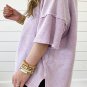 Orchid Petal Mineral Wash Drop Sleeve Patchwork Plus Tee