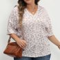 Brown Leopard Print V Neck Plus Size T Shirt