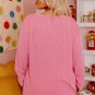 Peach Blossom Plus Size Ribbed Textured Long Sleeve T Shirt