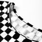 Black Checkered Print Side Slits O Neck Plus Size T Shirt