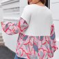 Apricot Plus Size Printed Patchwork Textured Buttoned Blouse
