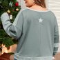 Mist Green Stars Patchwork Round Neck Plus Size T Shirt