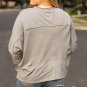 Medium Grey Floral Star Patched Pattern 3/4 Sleeve Plus Size Top