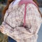 Bonbon Plaid Print Drawstring Hooded Button-up Plus Size Shirt