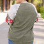 Vineyard Green Plus Size Textured Floral Patchwork Raglan Sleeve Blouse