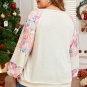 Apricot Plus Size Floral Patchwork Ribbed Puff Sleeve Top