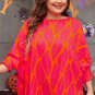 Rose Leafy Printed Smocked Lantern Sleeve Plus Size Blouse