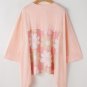 Apricot Pink Plus Size Flower Patchwork Exposed Seam High Low Top
