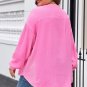Bonbon Half Buttons Chest Pocket Drop Sleeve Plus Size Top