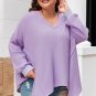 Orchid Petal Plus Size Waffle Knit Exposed Seam Flowy Top